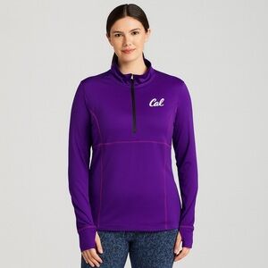 Zip Up Athletic Performance Long Sleeve Pullover Jacket Purple Medium
